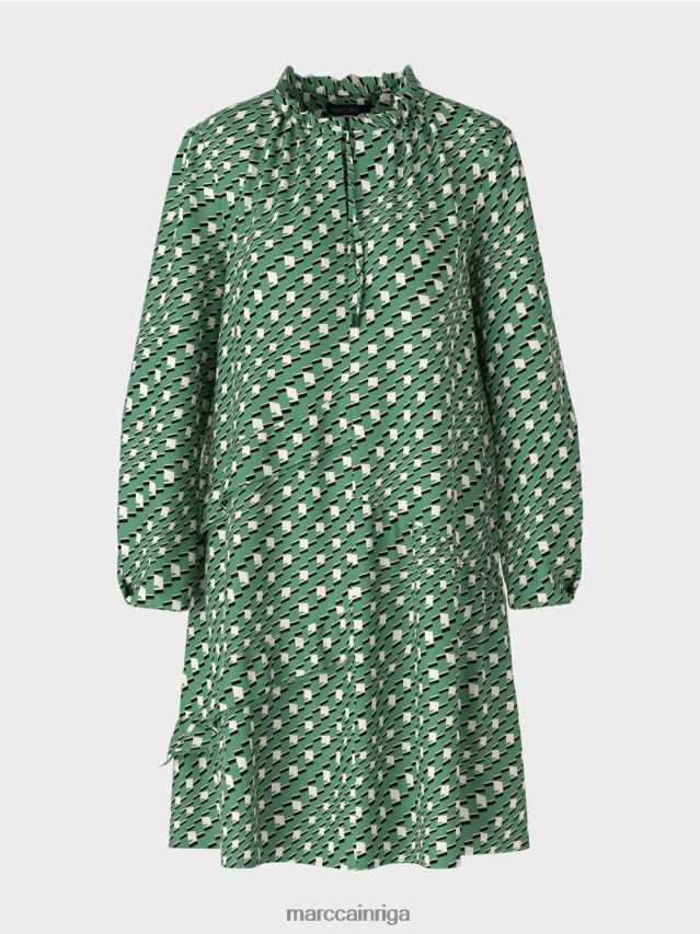 apģērbs sūnu zaļa VRBHXD129 Marc Cain kleita ar grafisku rakstu