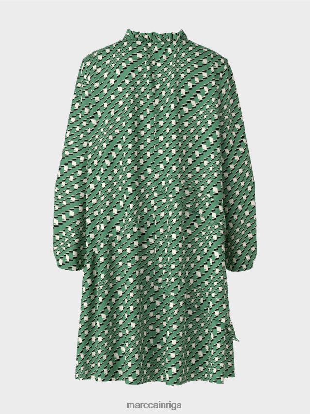 apģērbs sūnu zaļa VRBHXD129 Marc Cain kleita ar grafisku rakstu