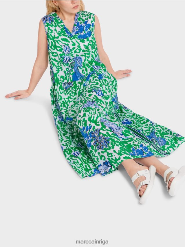 apģērbs spilgta bazilika lapa VRBHXD54 Marc Cain apdrukāta kleita ar volāniem