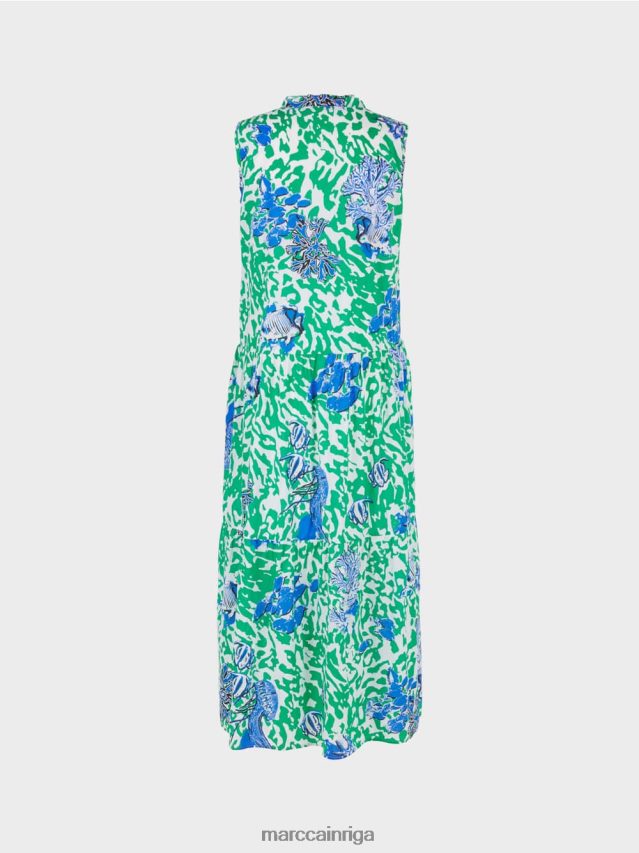 apģērbs spilgta bazilika lapa VRBHXD54 Marc Cain apdrukāta kleita ar volāniem