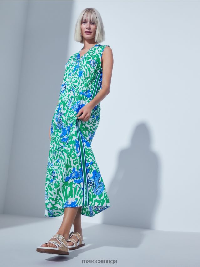 apģērbs spilgta bazilika lapa VRBHXD54 Marc Cain apdrukāta kleita ar volāniem