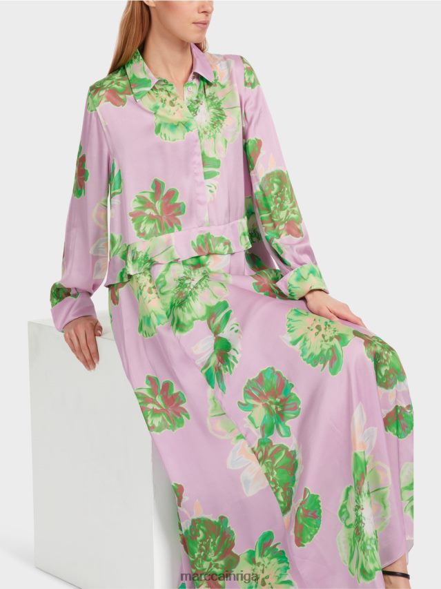 apģērbs spilgta lavanda VRBHXD7 Marc Cain sievišķīga kleita ar apkakli