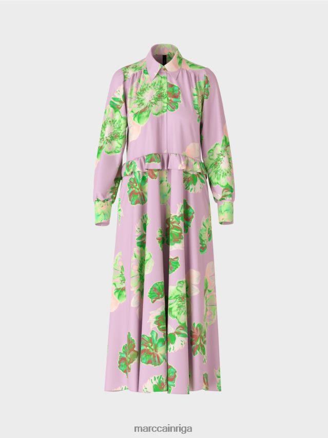 apģērbs spilgta lavanda VRBHXD7 Marc Cain sievišķīga kleita ar apkakli