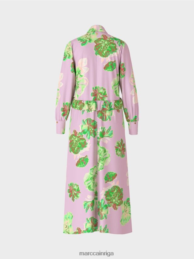 apģērbs spilgta lavanda VRBHXD7 Marc Cain sievišķīga kleita ar apkakli