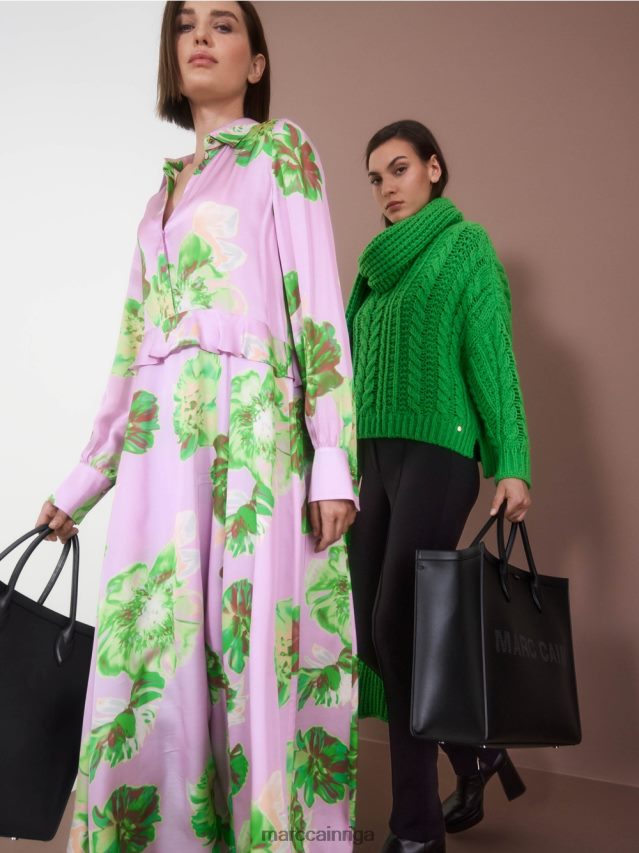 apģērbs spilgta lavanda VRBHXD7 Marc Cain sievišķīga kleita ar apkakli