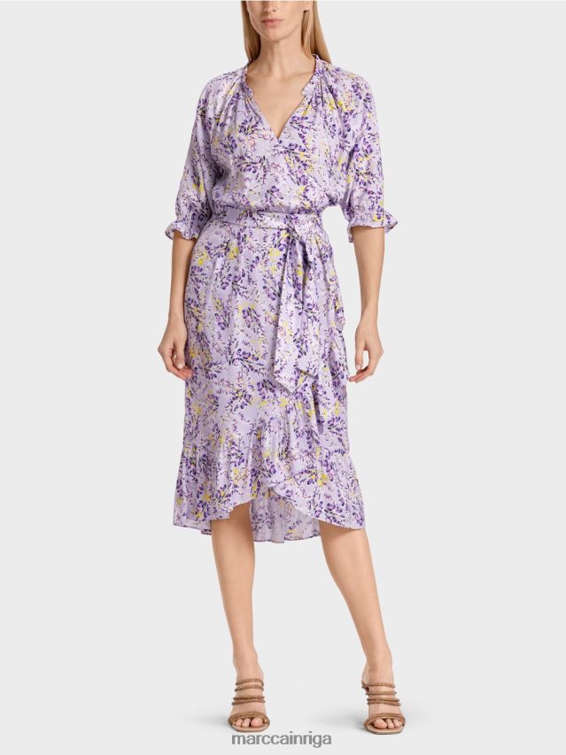 apģērbs spilgti ceriņi VRBHXD80 Marc Cain apdrukāta kleita ar aptinuma efektu