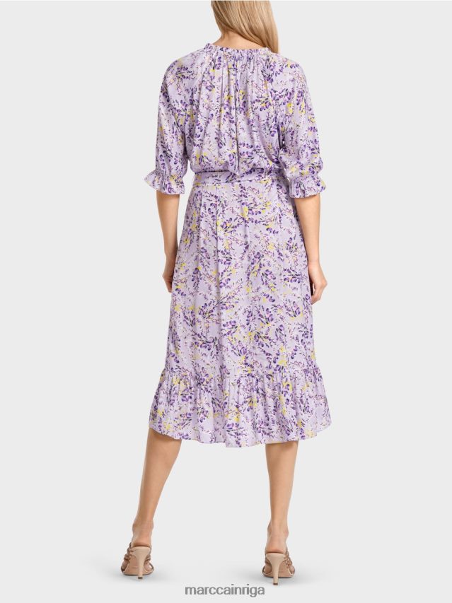 apģērbs spilgti ceriņi VRBHXD80 Marc Cain apdrukāta kleita ar aptinuma efektu