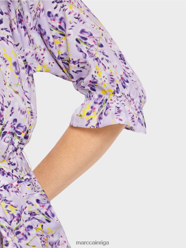 apģērbs spilgti ceriņi VRBHXD80 Marc Cain apdrukāta kleita ar aptinuma efektu