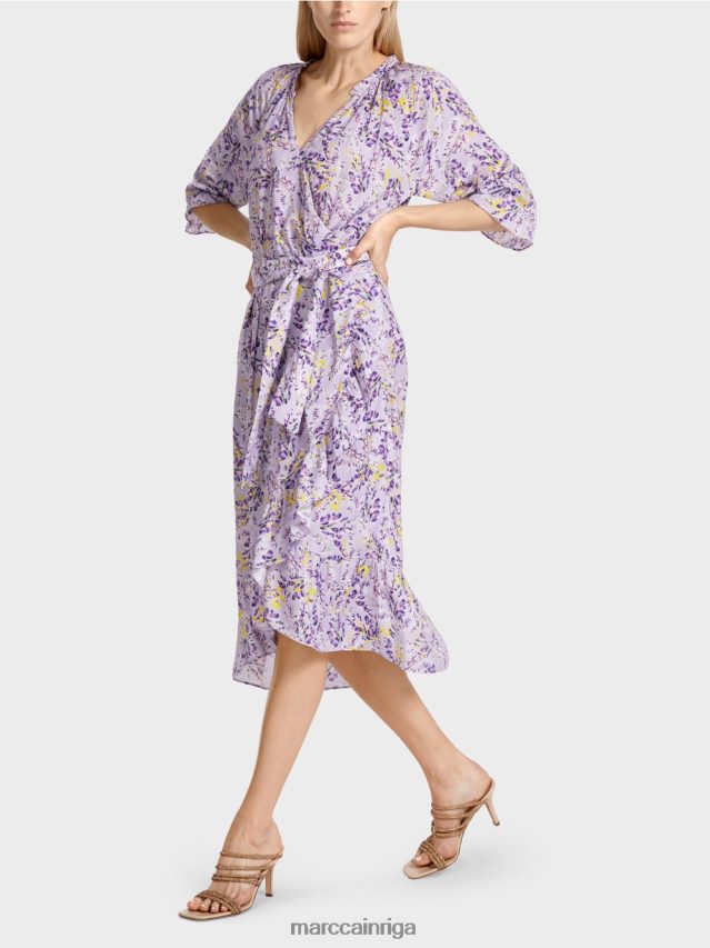 apģērbs spilgti ceriņi VRBHXD80 Marc Cain apdrukāta kleita ar aptinuma efektu