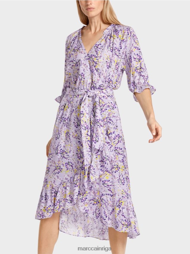 apģērbs spilgti ceriņi VRBHXD80 Marc Cain apdrukāta kleita ar aptinuma efektu