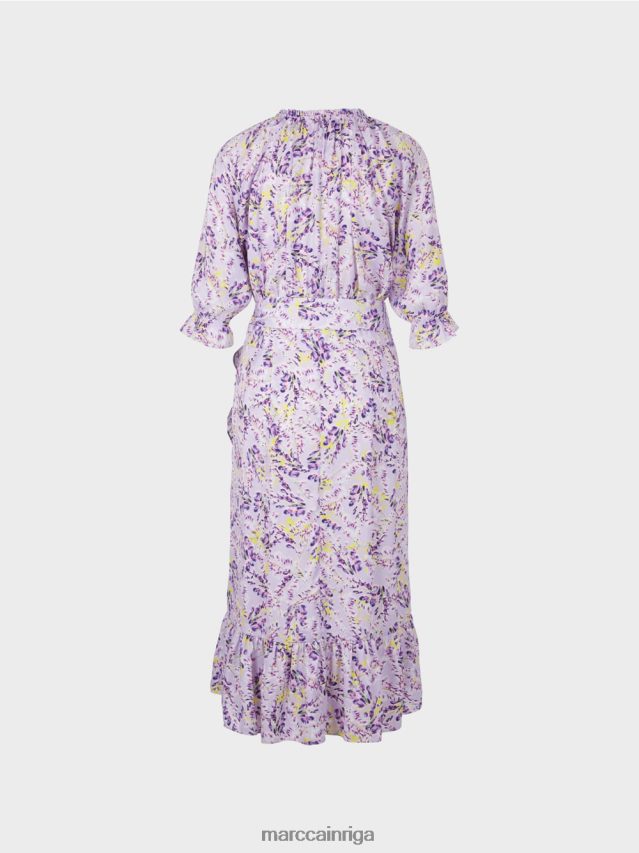 apģērbs spilgti ceriņi VRBHXD80 Marc Cain apdrukāta kleita ar aptinuma efektu