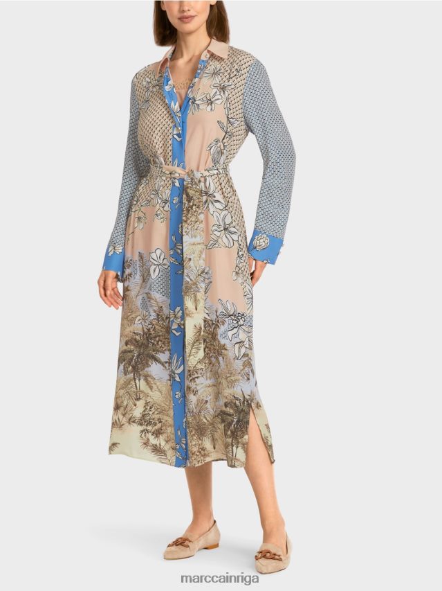 apģērbs spilgts iedegums VRBHXD101 Marc Cain eleganta kreklkleita ar rakstu sajaukumu