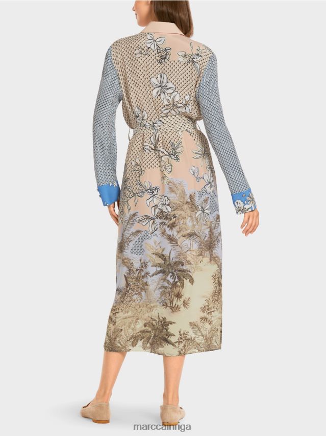 apģērbs spilgts iedegums VRBHXD101 Marc Cain eleganta kreklkleita ar rakstu sajaukumu