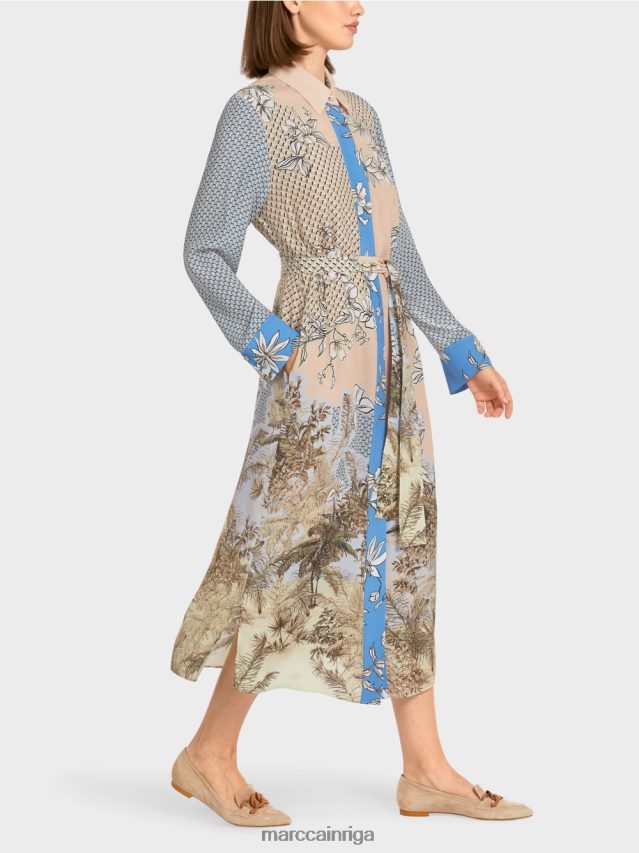 apģērbs spilgts iedegums VRBHXD101 Marc Cain eleganta kreklkleita ar rakstu sajaukumu