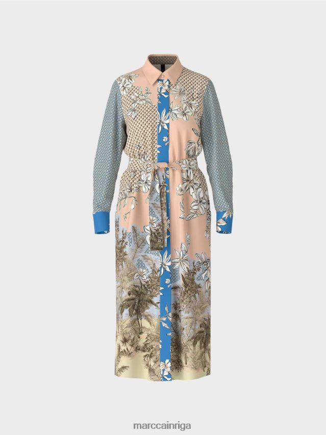 apģērbs spilgts iedegums VRBHXD101 Marc Cain eleganta kreklkleita ar rakstu sajaukumu