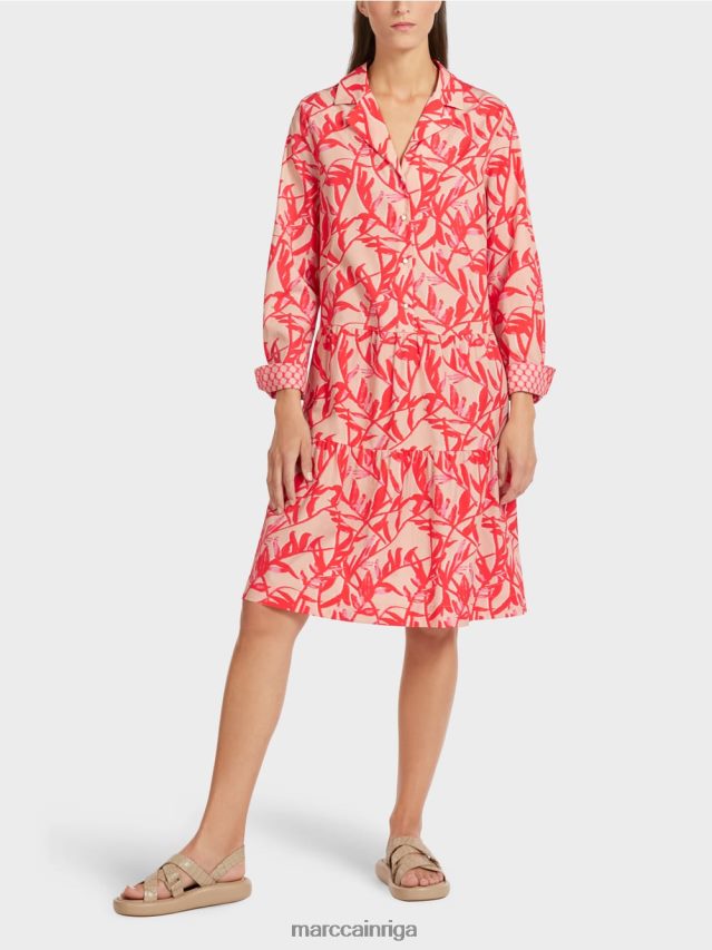 apģērbs spilgts iedegums VRBHXD105 Marc Cain midi kleita ar atlokiem