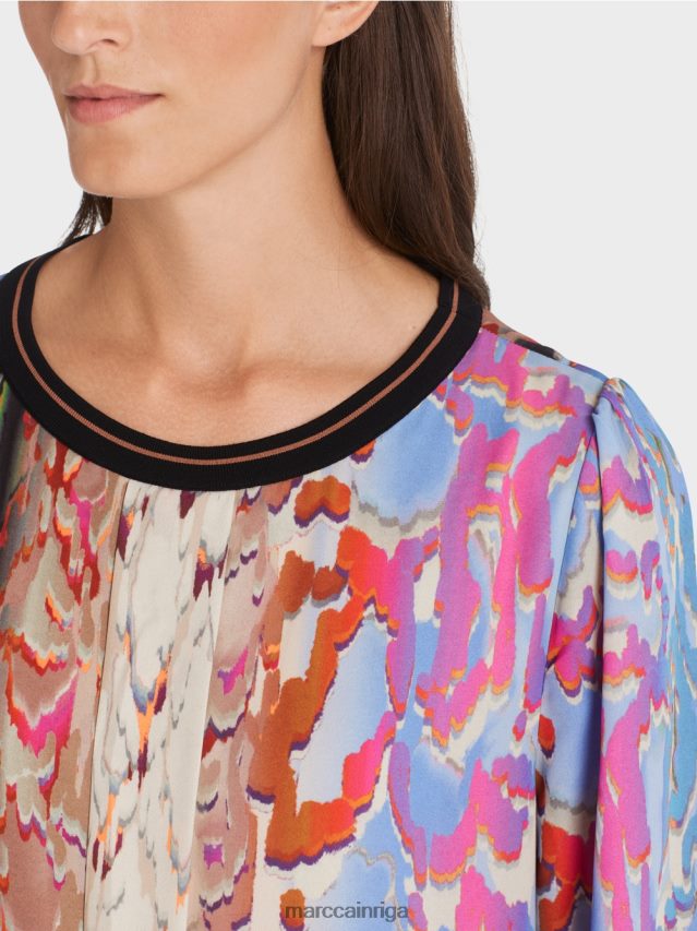 apģērbs tumšas vasaras debesis VRBHXD23 Marc Cain kleita ar apdruku maisījumu