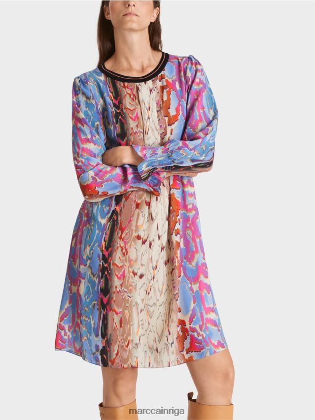 apģērbs tumšas vasaras debesis VRBHXD23 Marc Cain kleita ar apdruku maisījumu