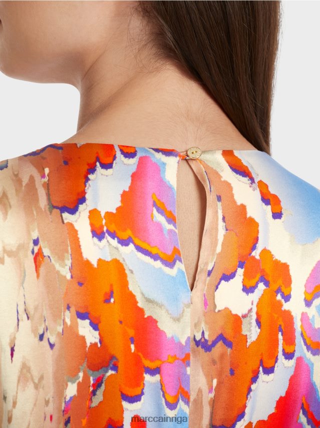 apģērbs tumšas vasaras debesis VRBHXD24 Marc Cain krāsaina zīda kleita