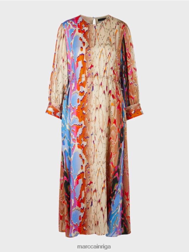 apģērbs tumšas vasaras debesis VRBHXD24 Marc Cain krāsaina zīda kleita