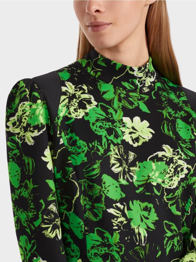 apģērbs tumši ābolu zaļš VRBHXD11 Marc Cain kleita ar balonu piedurknēm