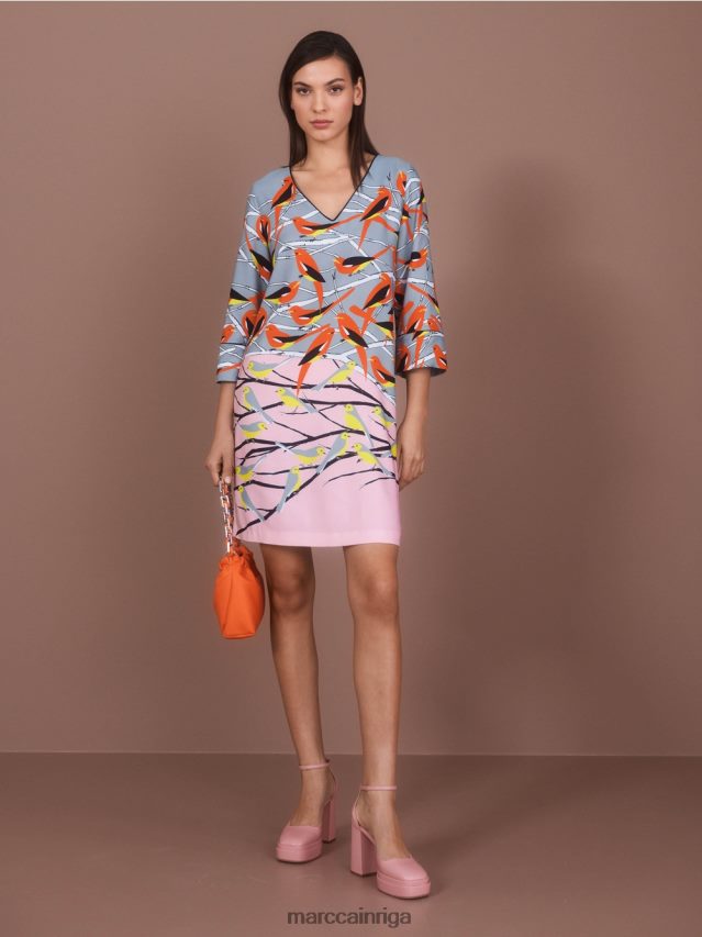 apģērbs tumši debeszils VRBHXD33 Marc Cain ikdienas putnu dizaina kleita