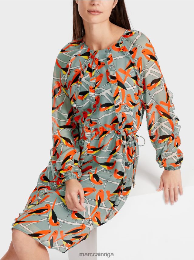 apģērbs tumši debeszils VRBHXD44 Marc Cain putnu dizaina kleita