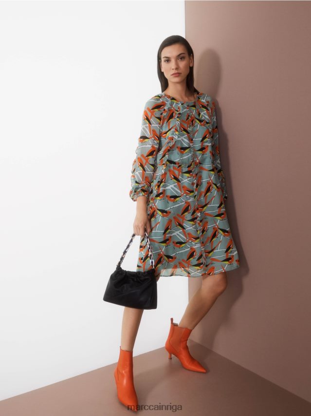 apģērbs tumši debeszils VRBHXD44 Marc Cain putnu dizaina kleita