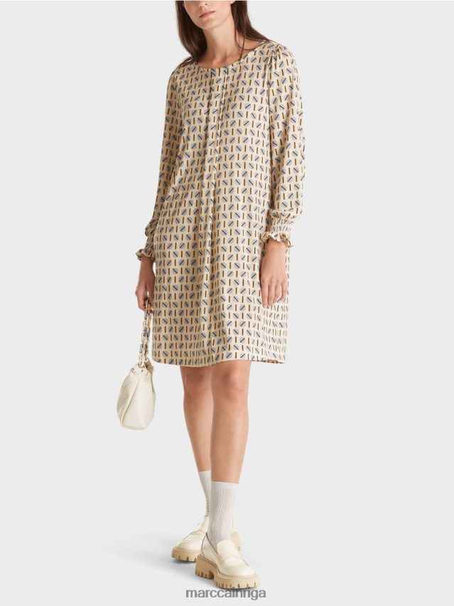 apģērbs tumšs krēms VRBHXD22 Marc Cain kleita ar punktu apdruku