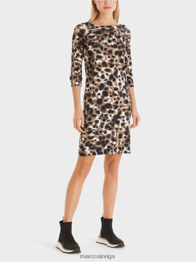 apģērbs viegla kafija VRBHXD49 Marc Cain kokvilnas elastīga kleita