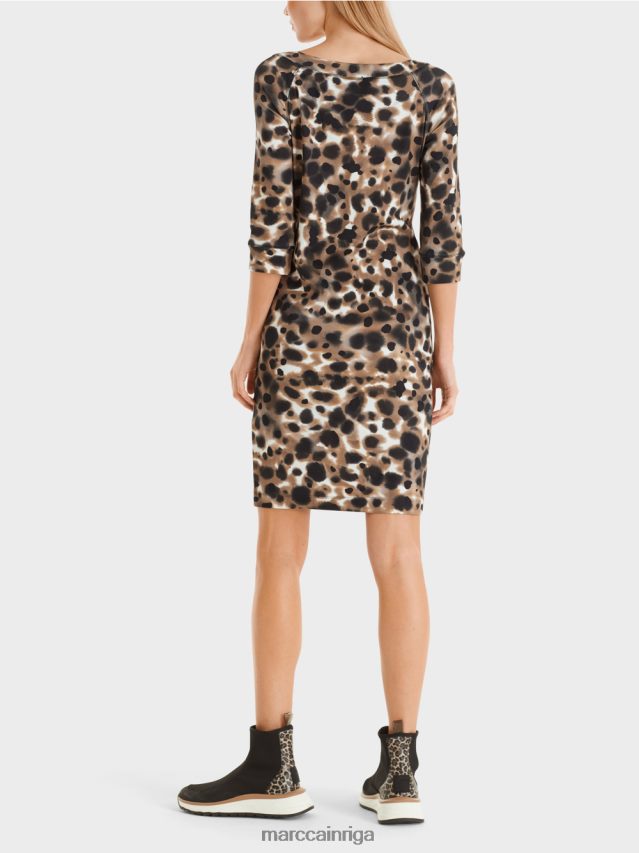 apģērbs viegla kafija VRBHXD49 Marc Cain kokvilnas elastīga kleita