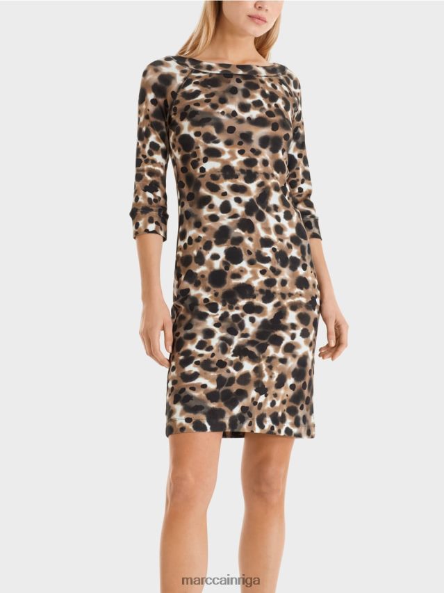 apģērbs viegla kafija VRBHXD49 Marc Cain kokvilnas elastīga kleita