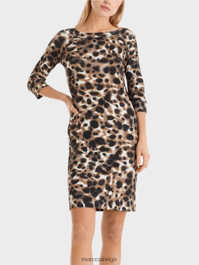 apģērbs viegla kafija VRBHXD49 Marc Cain kokvilnas elastīga kleita