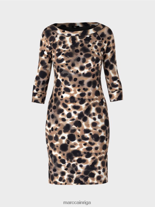 apģērbs viegla kafija VRBHXD49 Marc Cain kokvilnas elastīga kleita