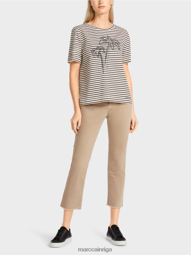 apģērbs Indijas rieksti VRBHXD1393 Marc Cain svītrains t-krekls ar aplikāciju