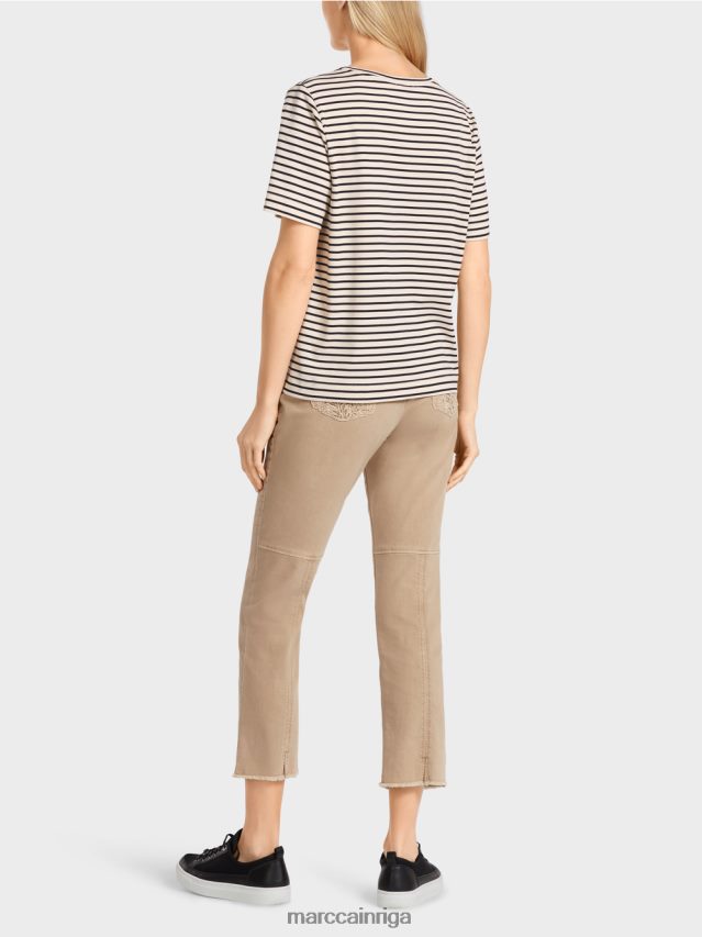 apģērbs Indijas rieksti VRBHXD1393 Marc Cain svītrains t-krekls ar aplikāciju