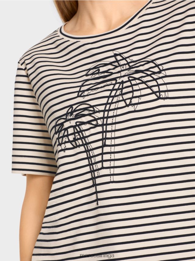 apģērbs Indijas rieksti VRBHXD1393 Marc Cain svītrains t-krekls ar aplikāciju