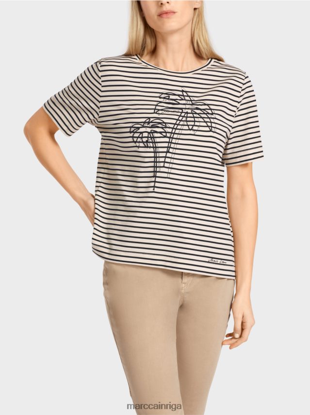 apģērbs Indijas rieksti VRBHXD1393 Marc Cain svītrains t-krekls ar aplikāciju