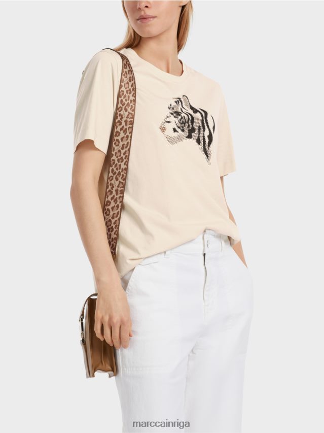 apģērbs Mandeļu piens VRBHXD1257 Marc Cain \"pārdomāt kopā\" ​​rhinestone t-krekls