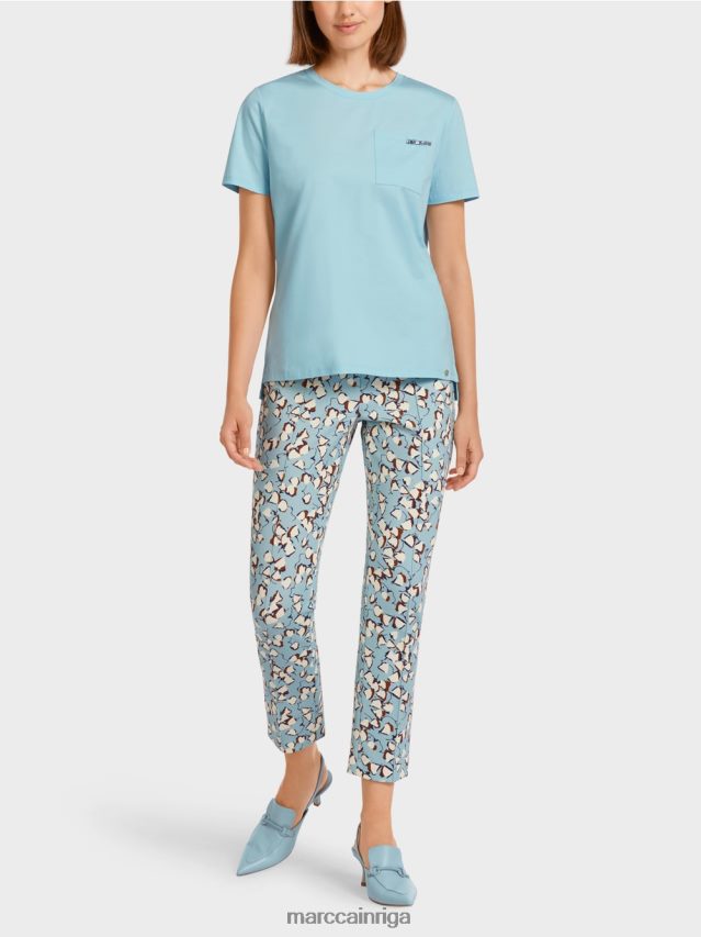 apģērbs atmosfēras zils VRBHXD1450 Marc Cain T-krekls ar izrotātu krūšu kabatu