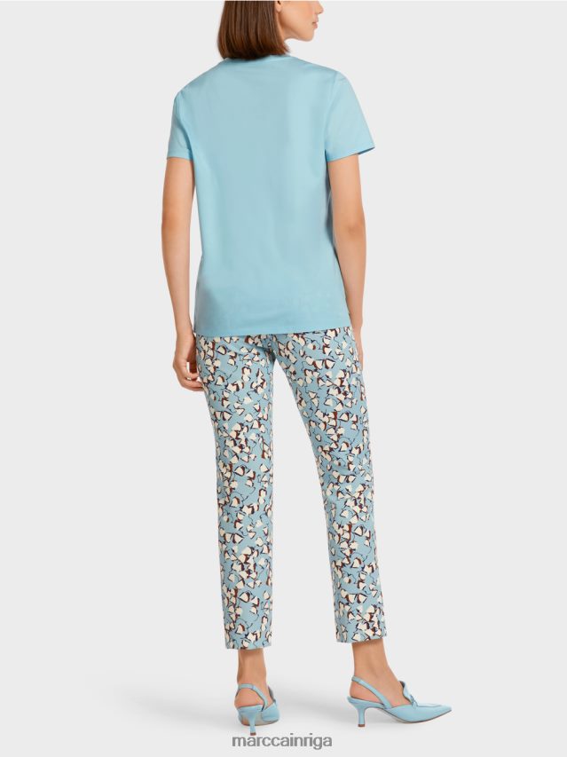 apģērbs atmosfēras zils VRBHXD1450 Marc Cain T-krekls ar izrotātu krūšu kabatu