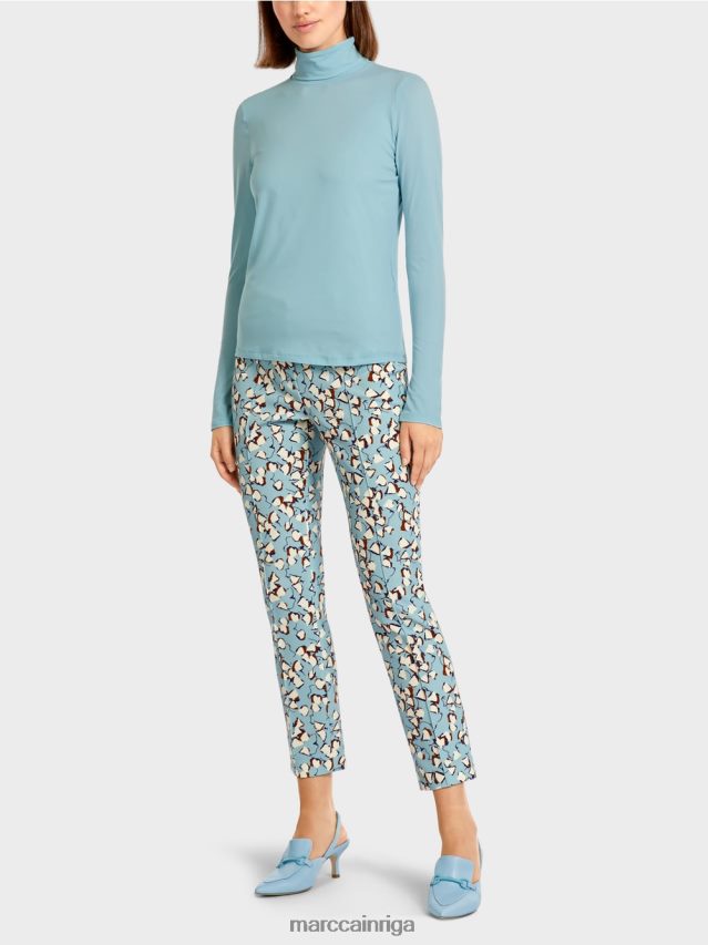 apģērbs atmosfēras zils VRBHXD1453 Marc Cain vienkāršs tops ar garām piedurknēm