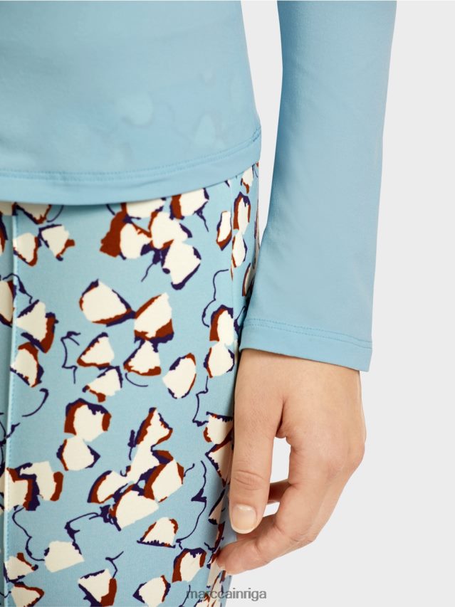 apģērbs atmosfēras zils VRBHXD1453 Marc Cain vienkāršs tops ar garām piedurknēm