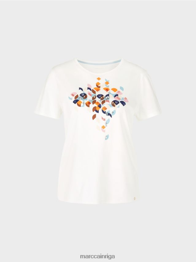 apģērbs atmosfēras zils VRBHXD1454 Marc Cain t-krekls ar krellēm un 60. gadu dizainu