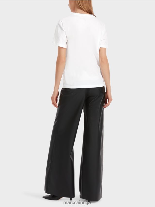 apģērbs balts VRBHXD1245 Marc Cain spīdīgs \"pārdomāt kopā\" ​​t-krekls