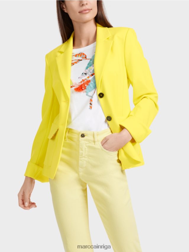 apģērbs balts VRBHXD1315 Marc Cain t-krekls ar krāsainu putnu aplikāciju