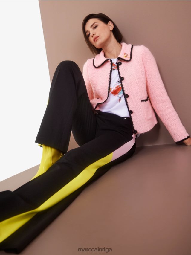 apģērbs balts VRBHXD1315 Marc Cain t-krekls ar krāsainu putnu aplikāciju