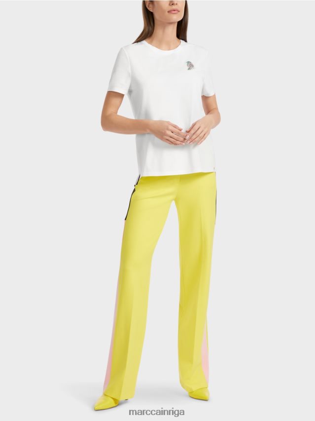 apģērbs balts VRBHXD1317 Marc Cain t-krekls ar putnu aplikāciju