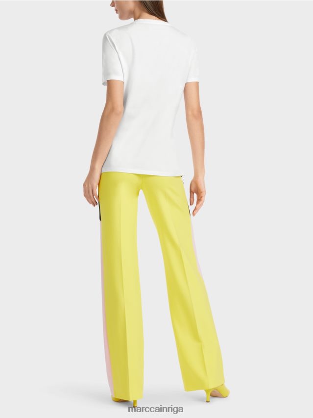 apģērbs balts VRBHXD1317 Marc Cain t-krekls ar putnu aplikāciju