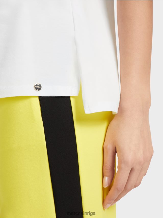 apģērbs balts VRBHXD1317 Marc Cain t-krekls ar putnu aplikāciju